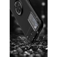 Newface Oppo A72 Kılıf Range Yüzüklü Silikon - Siyah-Kırmızı