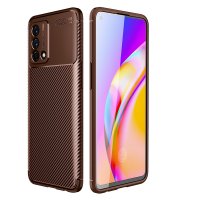 Newface Oppo A74 4G Kılıf Auto Focus Karbon Kapak - Kahverengi