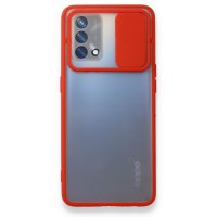 Newface Oppo A74 4G Kılıf Palm Buzlu Kamera Sürgülü Silikon - Kırmızı