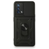 Newface Oppo A74 4G Kılıf Pars Lens Yüzüklü Silikon - Siyah