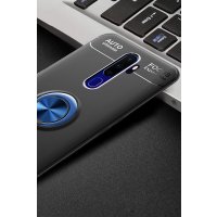 Newface Oppo A9 2020 Kılıf Range Yüzüklü Silikon - Siyah-Mavi
