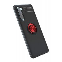 Newface Oppo A91 / Reno 3 Kılıf Range Yüzüklü Silikon - Siyah-Kırmızı