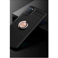 Newface Oppo A92 Kılıf Range Yüzüklü Silikon - Siyah-Gold