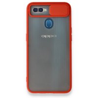 Newface Oppo AX7 Kılıf Palm Buzlu Kamera Sürgülü Silikon - Kırmızı