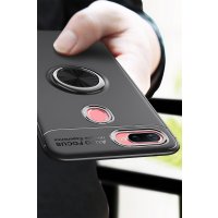 Newface Oppo AX7 Kılıf Range Yüzüklü Silikon - Kırmızı