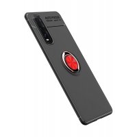 Newface Oppo Find X2 Kılıf Range Yüzüklü Silikon - Siyah-Kırmızı