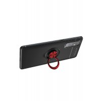 Newface Oppo Reno 3 Pro Kılıf Range Yüzüklü Silikon - Siyah-Kırmızı