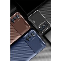Newface Oppo Reno 4 Kılıf Auto Focus Karbon Kapak - Lacivert