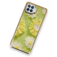 Newface Oppo Reno 4 Lite Kılıf Çiçekli Silikon - Yeşil