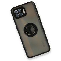 Newface Oppo Reno 4 Lite Kılıf Montreal Yüzüklü Silikon Kapak - Siyah