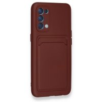 Newface Oppo Reno 5 Kılıf Kelvin Kartvizitli Silikon - Bordo