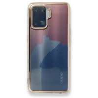 Newface Oppo Reno 5 Lite Kılıf Çiçekli Silikon - Pembe-Mavi