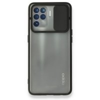 Newface Oppo Reno 5 Lite Kılıf Palm Buzlu Kamera Sürgülü Silikon - Siyah