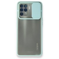 Newface Oppo Reno 5 Lite Kılıf Palm Buzlu Kamera Sürgülü Silikon - Turkuaz