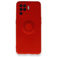 Newface Oppo Reno 5 Lite Kılıf Viktor Yüzüklü Silikon - Kırmızı