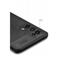 Newface Oppo Reno 5 Pro Kılıf Focus Derili Silikon - Siyah