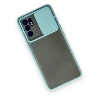 Newface Oppo Reno 6 Kılıf Palm Buzlu Kamera Sürgülü Silikon - Turkuaz
