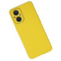 Newface Oppo Reno 8 Lite Kılıf Lansman Glass Kapak - Sarı