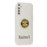 Newface Realme 6 Kılıf Gros Yüzüklü Silikon - Gold