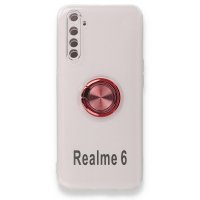 Newface Realme 6 Kılıf Gros Yüzüklü Silikon - Kırmızı