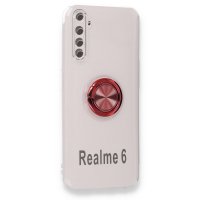 Newface Realme 6 Kılıf Gros Yüzüklü Silikon - Kırmızı