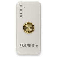 Newface Realme 6 Pro Kılıf Gros Yüzüklü Silikon - Gold