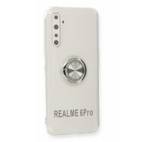 Newface Realme 6 Pro Kılıf Gros Yüzüklü Silikon - Gümüş