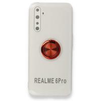 Newface Realme 6 Pro Kılıf Gros Yüzüklü Silikon - Kırmızı