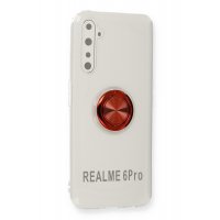 Newface Realme 6 Pro Kılıf Gros Yüzüklü Silikon - Kırmızı