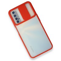 Newface Realme 7 Kılıf Palm Buzlu Kamera Sürgülü Silikon - Kırmızı
