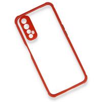 Newface Realme 7 Kılıf Miami Şeffaf Silikon - Kırmızı