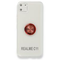 Newface Realme C11 Kılıf Gros Yüzüklü Silikon - Kırmızı