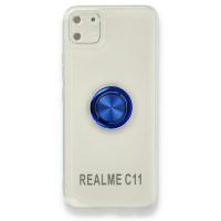Newface Realme C11 Kılıf Gros Yüzüklü Silikon - Mavi