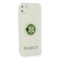 Newface Realme C11 Kılıf Gros Yüzüklü Silikon - Yeşil