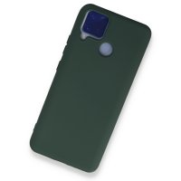 Newface Realme C15 Kılıf Nano içi Kadife Silikon - Koyu Yeşil