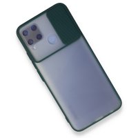 Newface Realme C15 Kılıf Palm Buzlu Kamera Sürgülü Silikon - Yeşil