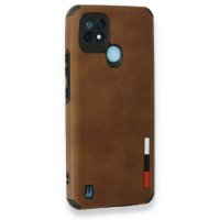 Newface Realme C21 Kılıf Loop Deri Silikon - Kahverengi