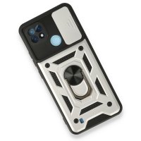 Newface Realme C21 Kılıf Pars Lens Yüzüklü Silikon - Gümüş