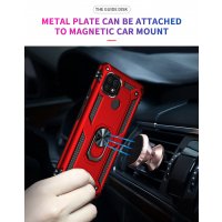 Newface Realme C21 Kılıf Sofya Yüzüklü Silikon Kapak - Kırmızı