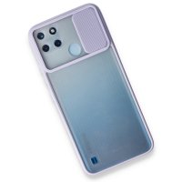 Newface Realme C21Y Kılıf Palm Buzlu Kamera Sürgülü Silikon - Lila