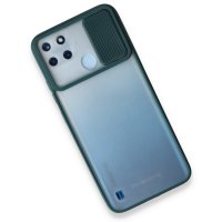 Newface Realme C21Y Kılıf Palm Buzlu Kamera Sürgülü Silikon - Yeşil