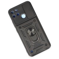 Newface Realme C21Y Kılıf Pars Lens Yüzüklü Silikon - Siyah