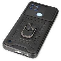 Newface Realme C21Y Kılıf Pars Lens Yüzüklü Silikon - Siyah