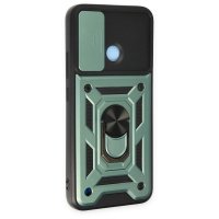 Newface Realme C21Y Kılıf Pars Lens Yüzüklü Silikon - Yeşil