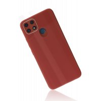 Newface Realme C25s Kılıf Glass Kapak - Bordo