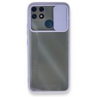 Newface Realme C25s Kılıf Palm Buzlu Kamera Sürgülü Silikon - Lila