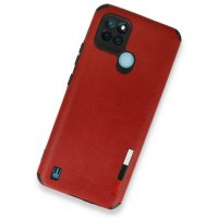 Newface Realme C25Y Kılıf Loop Deri Silikon - Kırmızı