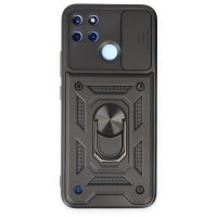 Newface Realme C25Y Kılıf Pars Lens Yüzüklü Silikon - Siyah