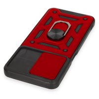 Newface Realme C35 Kılıf Pars Lens Yüzüklü Silikon - Kırmızı