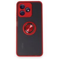 Newface Realme C53 Kılıf Montreal Yüzüklü Silikon Kapak - Kırmızı
